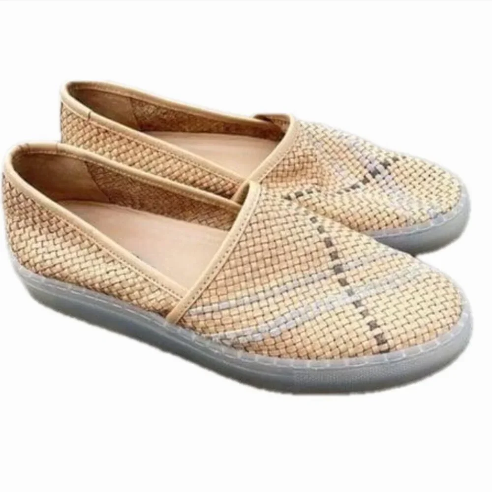 Free People Santorini Natural Combo & Gray Woven Slip-On, Size 36 (US 6)